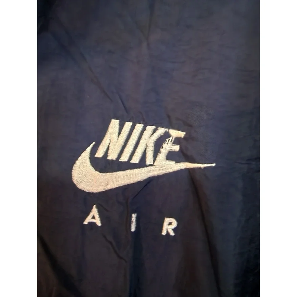 Vtg Nike Air White Tag 1990s Men's Windbreaker Jacket Navy Blue Nylon Snap Sz Lg